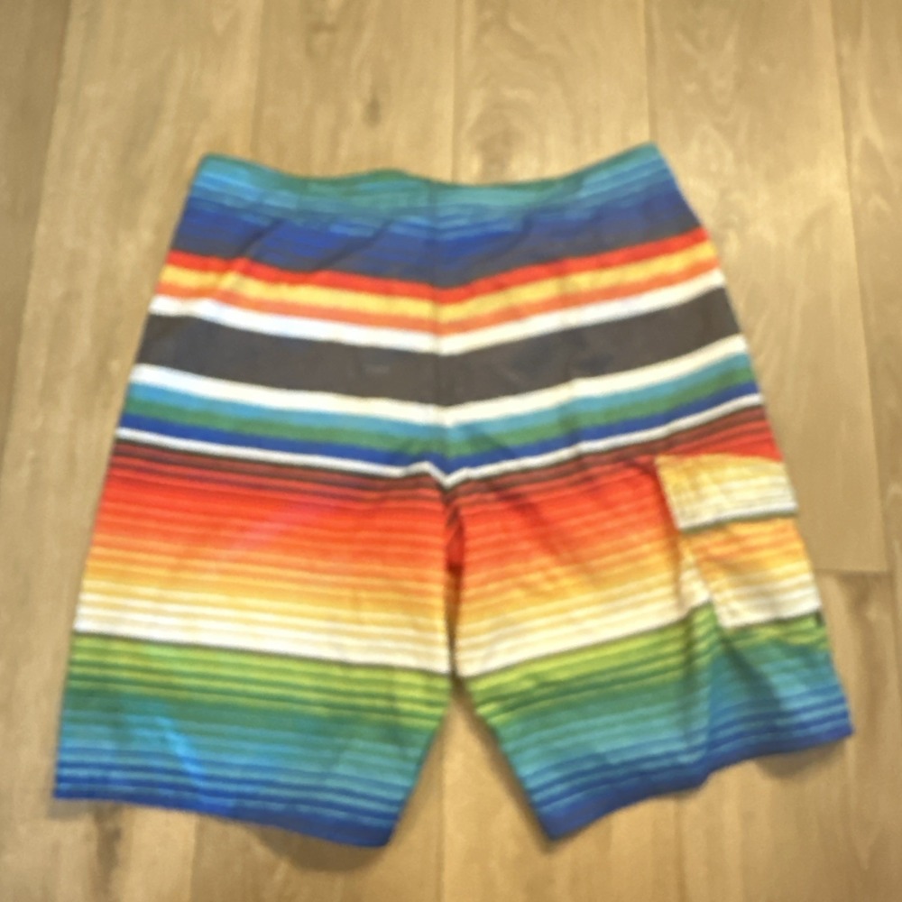 Hang Ten Board Shorts‎ Men's Size 36 Multicolored Stripe Side Pocket - Picture 6 of 10